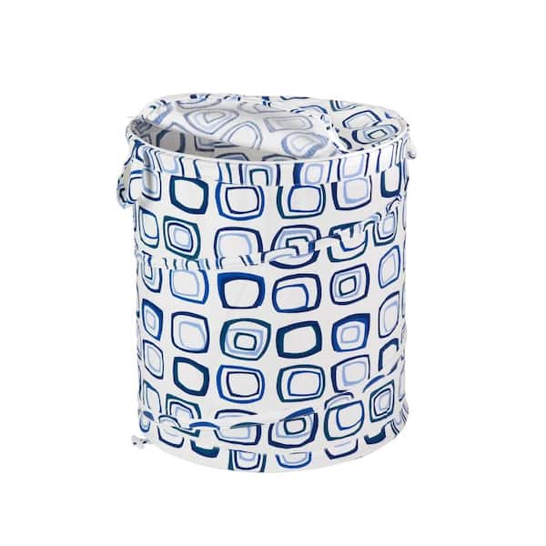 Honey-Can-Do Large Blue Squares Patterned Pop Open Hamper