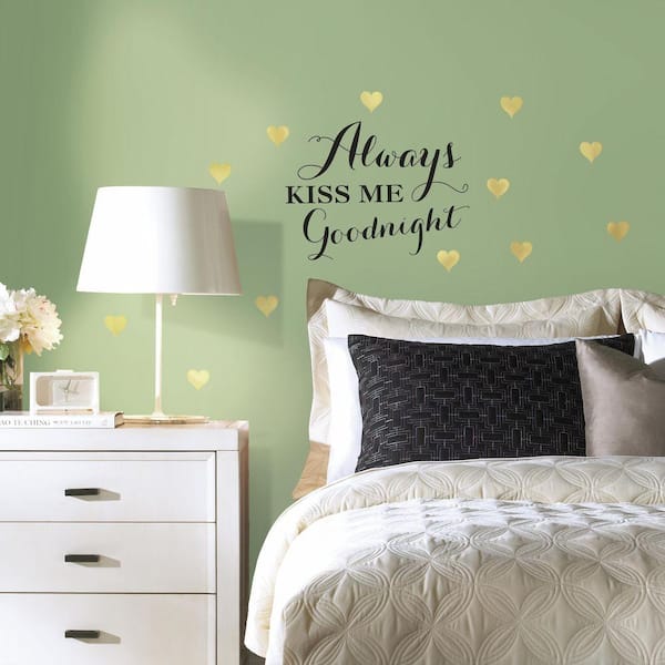 RoomMates 5 in. x 11.5 in. Always Kiss Me Quote 19-Piece Peel and Stick Wall Decal