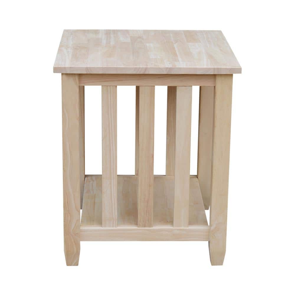 Classic Mission Tall Unfinished Solid Wood End Table