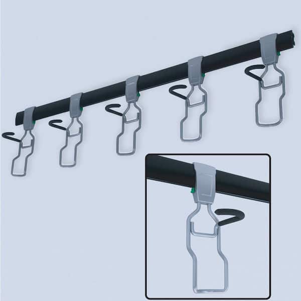 SafeRacks Wall Mounted Bike Storage Rail 2.5 in. H x 48 in. W x 5.5 in. D Steel Track Storage System in Black (Includes 5-Hooks)