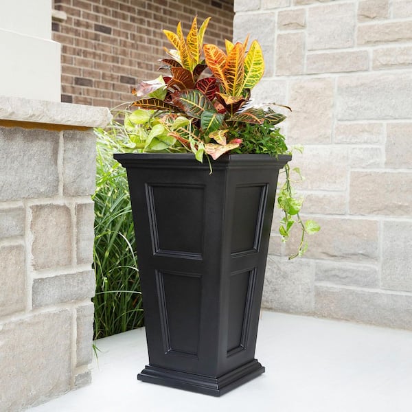 Fairfield 34 in. Tall Self-Watering Black Polyethylene Planter