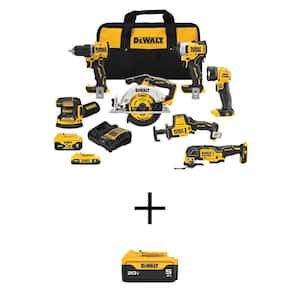 20V MAX Lithium-Ion Cordless 7-Tool Combo Kit with 2.0 Ah Battery, (2) 5.0 Ah Batteries and Charger
