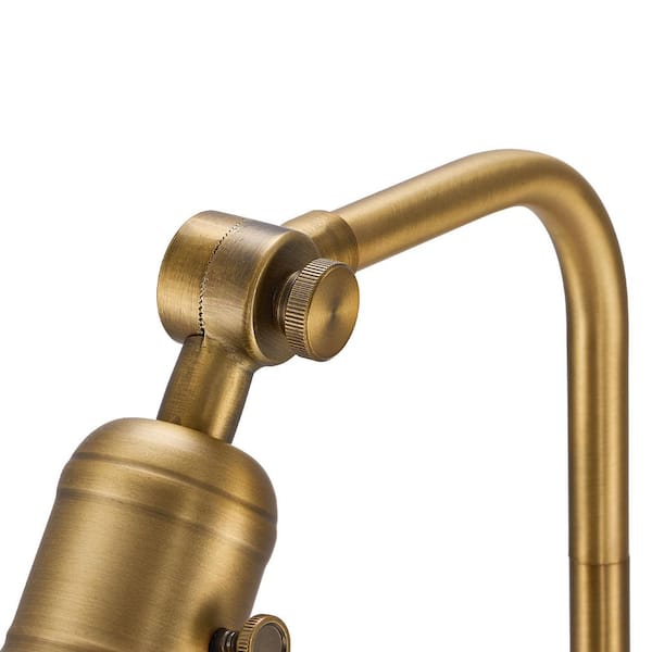 Merra 65 in. Adjustable Antique Brass 1-Light Industrial Pharmacy