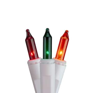 34.75 ft. White Wire Green and Red Ever Glow Chasing Mini Christmas Light Set (140-Count)