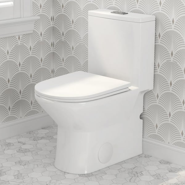 Naples 25 in. Depth 1.1/1.6 GPF Dual Flush Compact Elongated Chair Height One Piece Toilet in White, 12 in. Rough-in