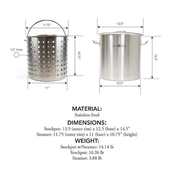 Gasone Stainless Steel Stockpot with Basket – 53QT Stock Pot with Lid and Reinforced Bottom – Heavy-Duty Cooking Pot for Deep Frying, Turkey Frying