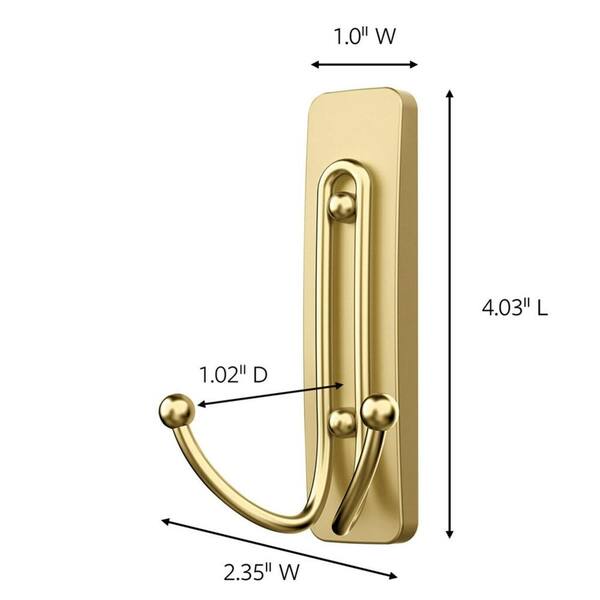 4 lbs. Large Satin Brass Double Hook (2-Hooks, 2 Large Strips)