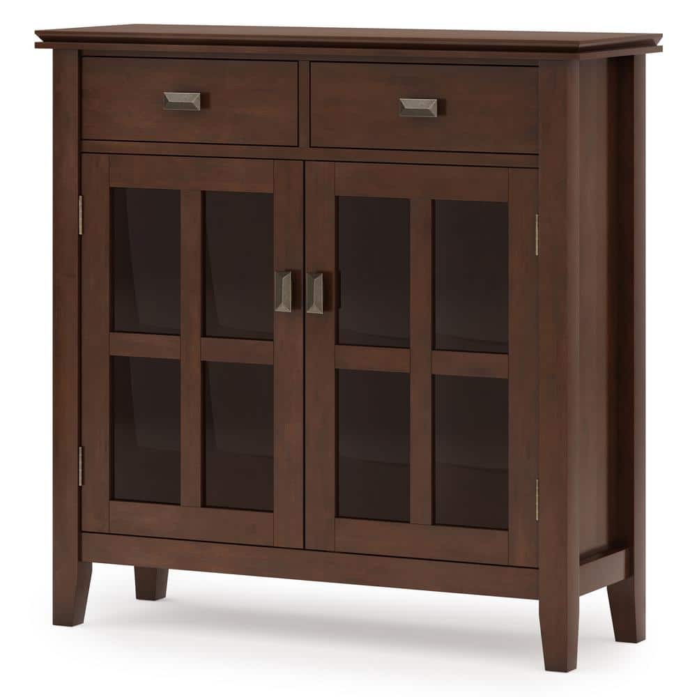 Russet Brown Solid Wood Entryway Storage Cabinet with Adjustable Shelves