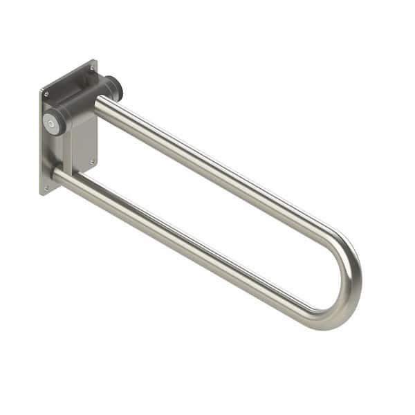 PT Rail, 32 in. x 1.5 in. Concealed Screw, Left Flip Up Grab Bar For Toilet Safety (Up to 400 lbs.) in Stainless Steel