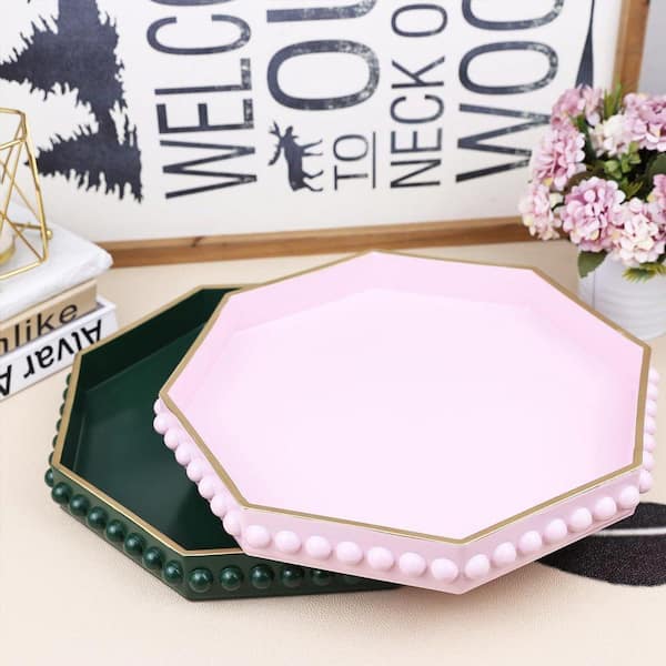 13 in Serving Tray for Coffee Table, Octagonal Beaded Plastic