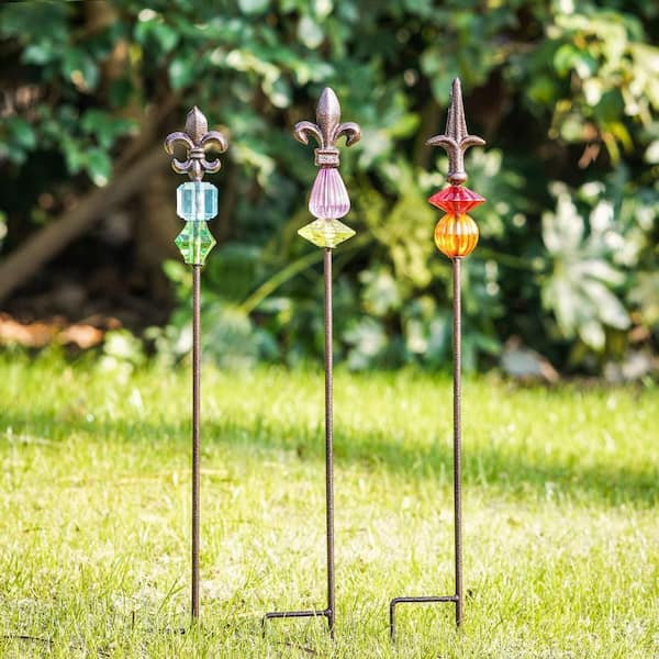 OGETFUUR 25 in. Outdoor Metal Garden Stake, Magic Wand Art Ornament Decor for Lawn, Yard and Patio (3-Pack) LT0A-4T6