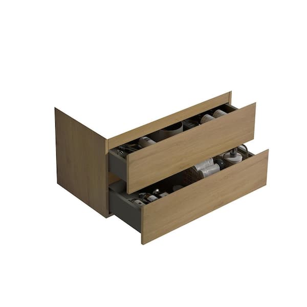 Sage Modern 35.5 in. Floating Bath Vanity Cabinet without Top in Natural Oak with 2-Drawers, Assembled
