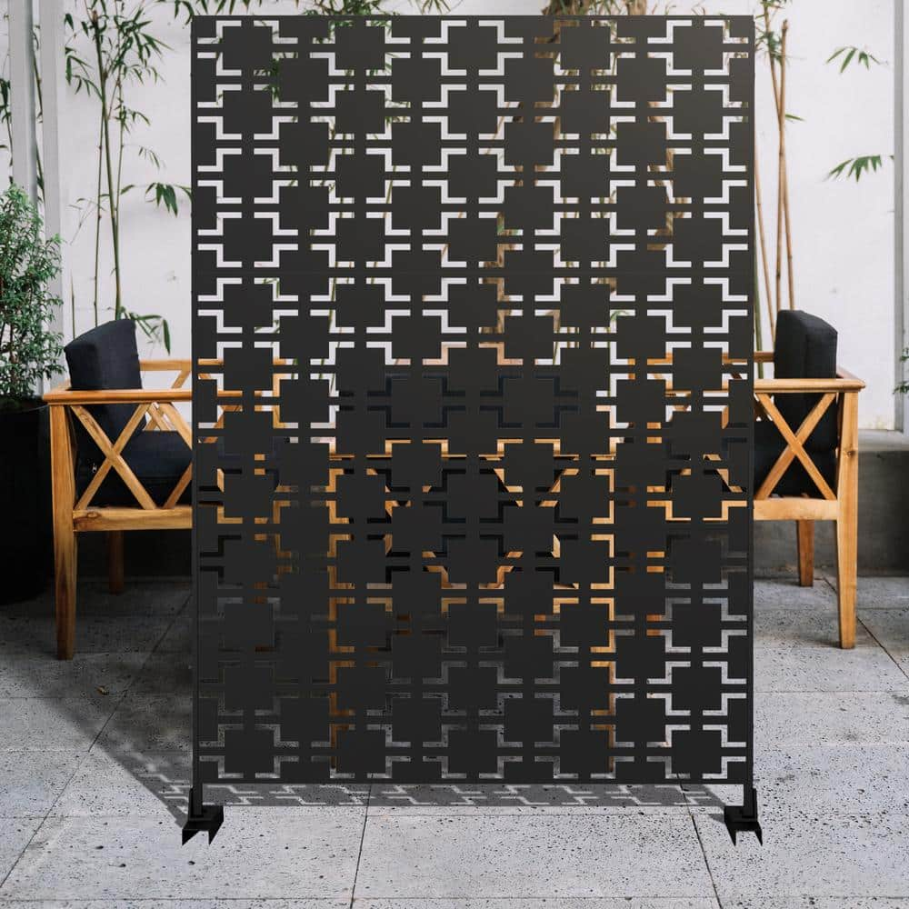 FUFU&GAGA 6.3 ft. H x 4 ft. W Outdoor Privacy Screen Wall in Black