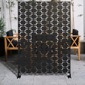 76''H x 47.2''W Garden Fence Outdoor Privacy Screen Metal Material Patio Privacy Panels Black