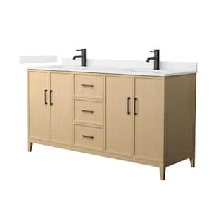 Elan 66 in. W x 22 in. D x 35 in. H Double Bath Vanity in White Oak with Carrara Cultured Marble Top