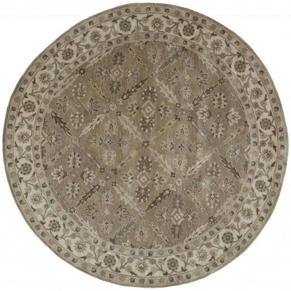 HomeRoots 10 ft. Round Green, Ivory Paisley Area Rug 2000511286 - The ...