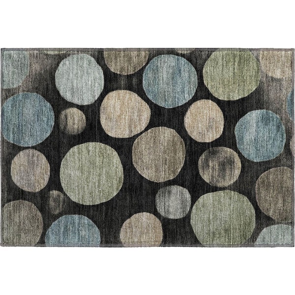 Mayfield Premium Machine Washable Abstract AMF2062 Black 2 ft. x 3 ft. Accent Rug