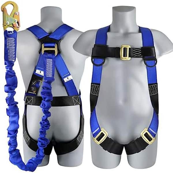 Unbranded Full Body Safety Harness Fall Protection Kit with 6 ft Lanyard Adjustable Heavy Duty Design 310 lb Capacity ANSI OSHA