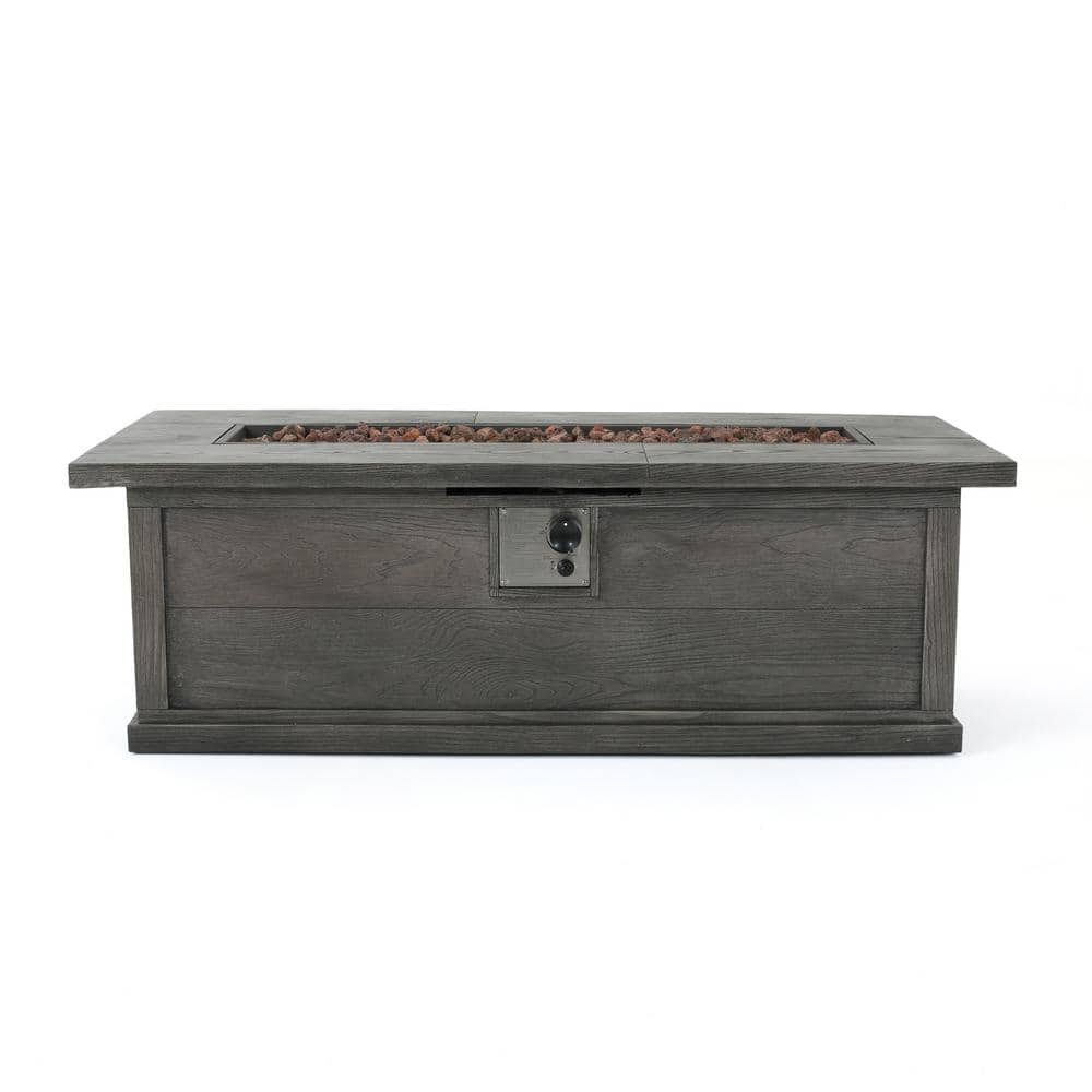 56" Gray Woodgrain Propane Fire Pit Table
