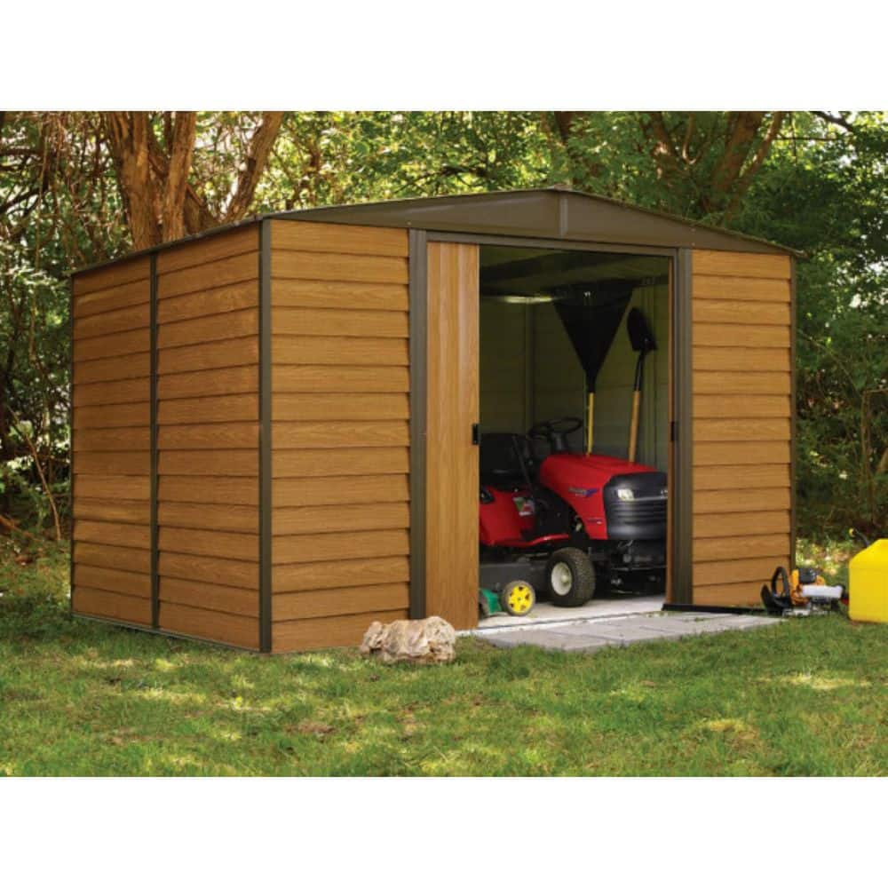 Woodridge 10 x 8 ft. Brown Steel Storage Shed with Sliding Doors