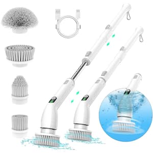 Electric Spin Power Scrubber, Waterpoof Cleaning Scrub Brush with 4 Brush Heads, Adjustable Handle for Bathroom, Floor