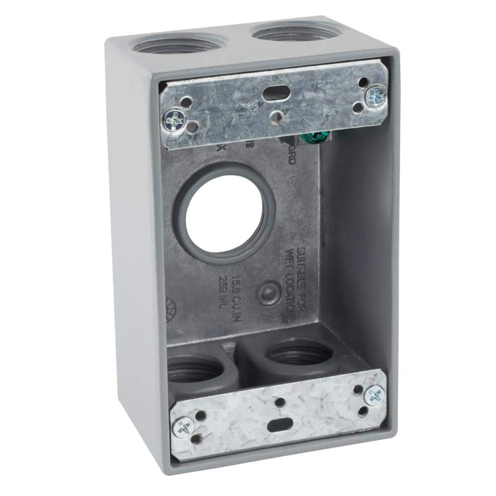 Commercial Electric 3/4 in. Gray 1Gang 5Holes Weatherproof Box