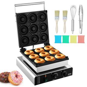 Electric Donut Maker, 2000 W Commercial Doughnut Machine with Non-stick Surface, 9-Holes Double-Sided Heating Waffle