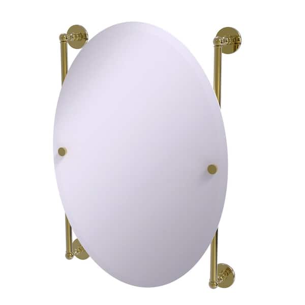 Allied Brass Prestige Skyline Collection Oval Frameless Rail Mounted Mirror in Unlacquered Brass