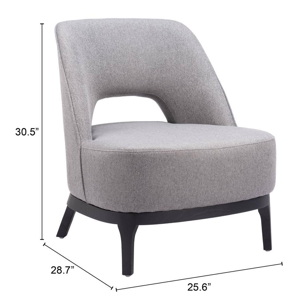 Gray Faux Leather Barrel Accent Chair with Metal Base