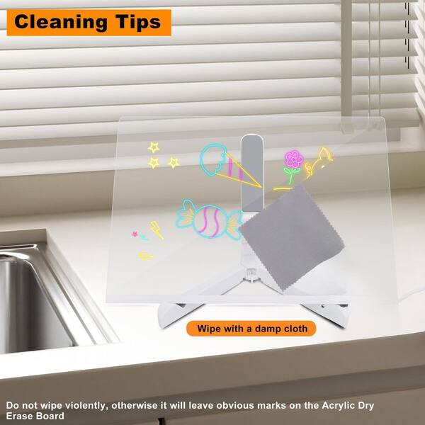 Acrylic LED Light Up Dry Erase Board with 7 Colorful Markers and