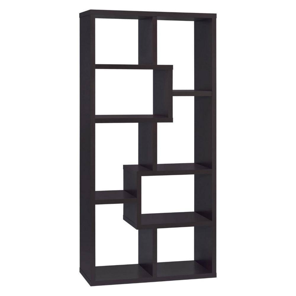 Cappuccino Brown Asymmetrical Cube Wood Bookcase
