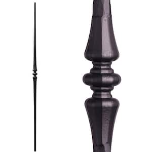 Tuscan Round Hammered 44 in. x 0.5625 in. Satin Black Single Tapered Knuckle Solid Wrought Iron Baluster