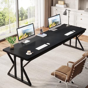 Capen 78.7 in. Rectangular Black Engineered Wood Long Executive Desk Computer Desk Conference Table for Home Office
