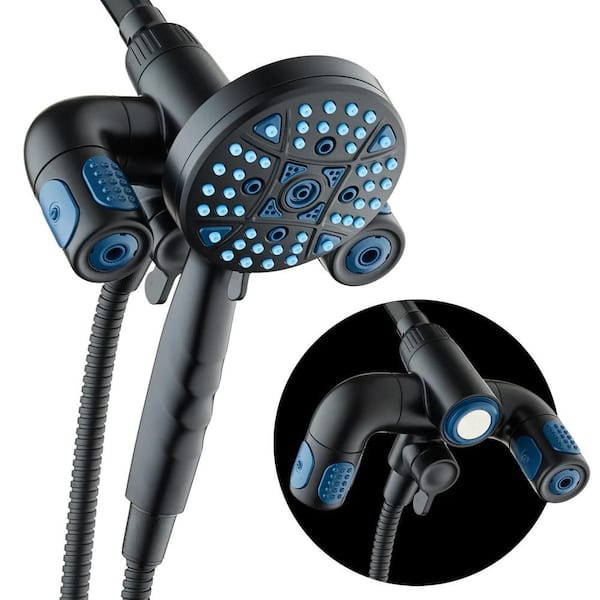 208-Spray Wall Mount Magnetic Showerhead Combo with adjustable arm 2.5 GPM in Matte Black
