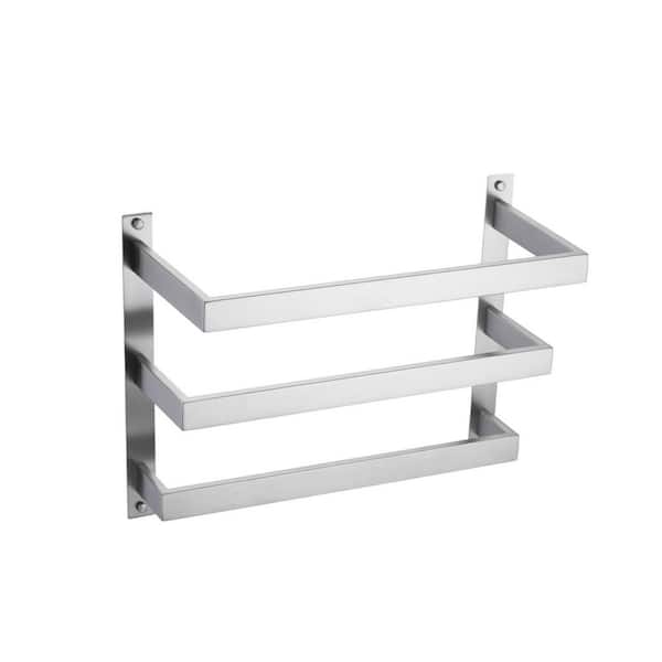 16 in. Stainless Steel Wall Mounted Triple Towel Rack in Brushed Nickel