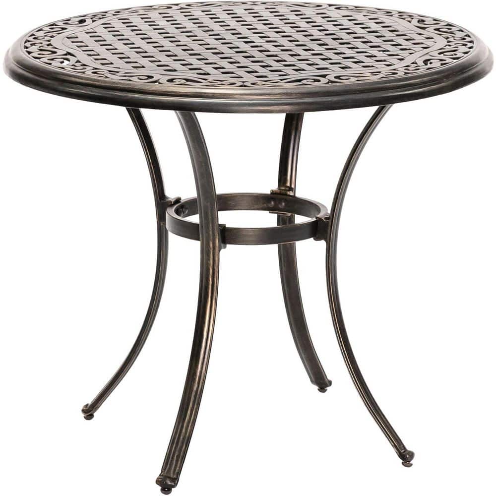 Golden-Bronze 3-Piece Bistro Set with Swivel Rockers and Cast-Top Table