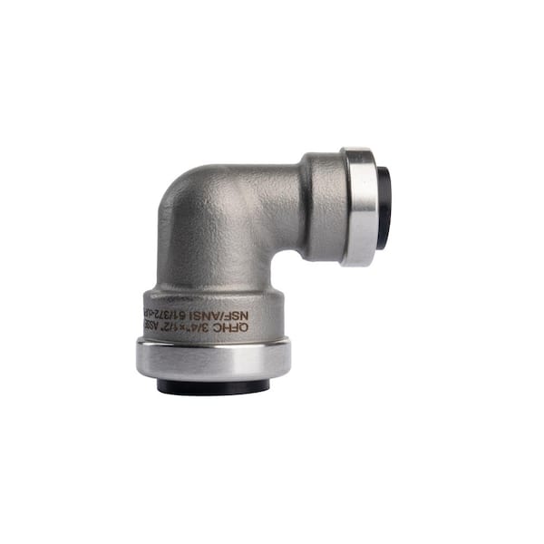QUICKFITTING 3/4 in. x 1/2 in. Stainless Steel Push-to-Connect 90-Degree Reducing Elbow Fitting