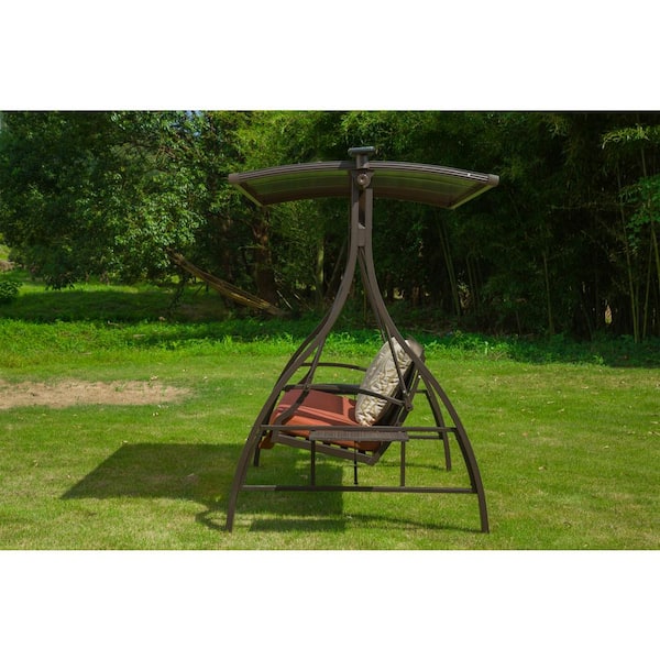 Wildaven Deluxe 2 Person Metal Patio Swing with Adjustable Canopy