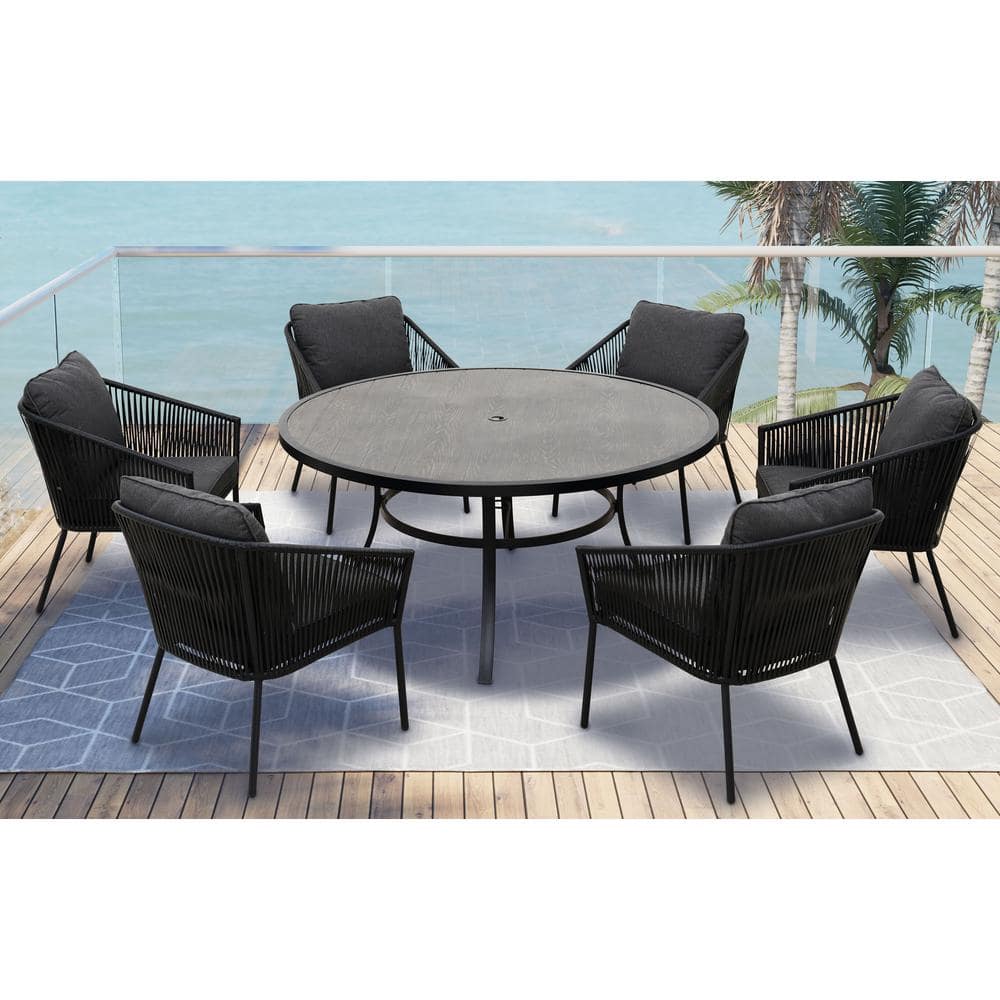 Black wicker table outdoor sale