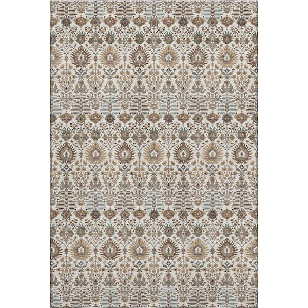 Mayfield Premium Machine Washable Abstract AMF2251 Ivory 3 ft. x 5 ft. Area Rug