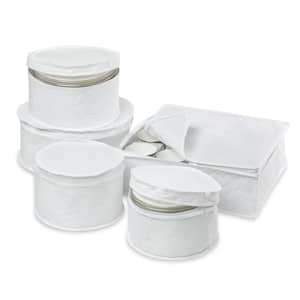 5-Piece Dinnerware Storage Set, White