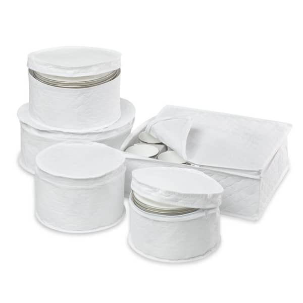 Honey-Can-Do 5-Piece Dinnerware Storage Set, White
