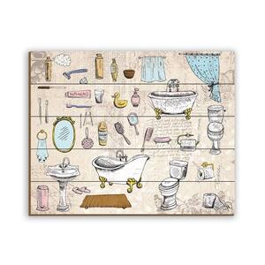 11 in. x 14 in. "The Bathroom Necessities Pink" Planked Wood Wall Art Print