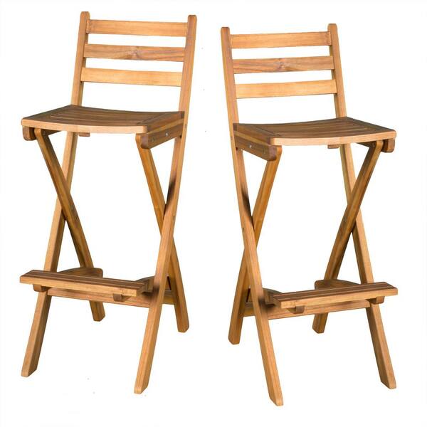 Noble House Camden Foldable Wood, Diy Outdoor Bar Stools With Backs