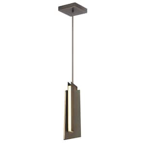 Intersezioni 29-Watt 1-light Statement Midnight Iron and Faux Walnut Integrated LED Mini Pendant Light