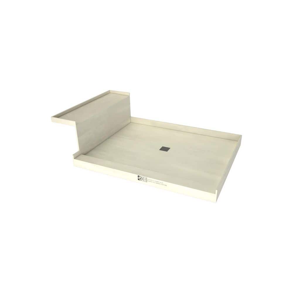 48 In x 72 In Single Curb Tileable Shower Pan with Center Drain, Brushed Nickel Grate, and Bench price history on PriceWatchPro