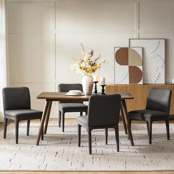 JAYDEN CREATION Perry Charcoal Faux Leather Dining Chair (Set of 2