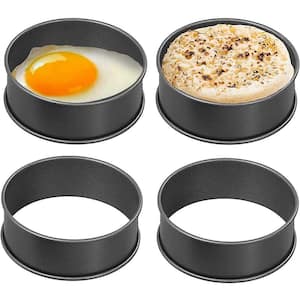 Crumpet Rings Nonstick 3.5" - English Muffin Rings Carbon Steel- Set of 4 Round Crumpet Molds