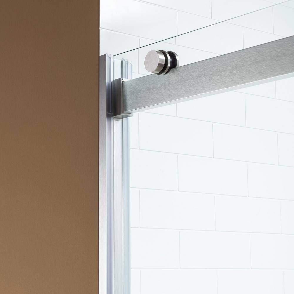 60" Brushed Nickel Frameless Sliding Shower Door with Clear Glass