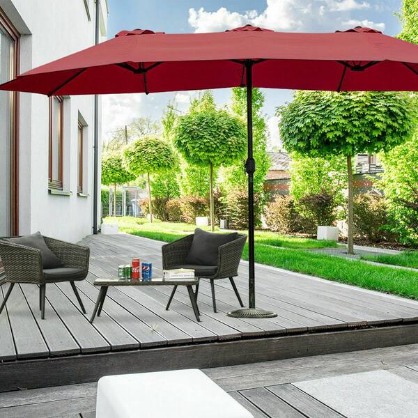 dos equis patio umbrella Rectangular Double with Base turning crank make you easy to open or close the umbrella Dos Equis XX Ambar Especial